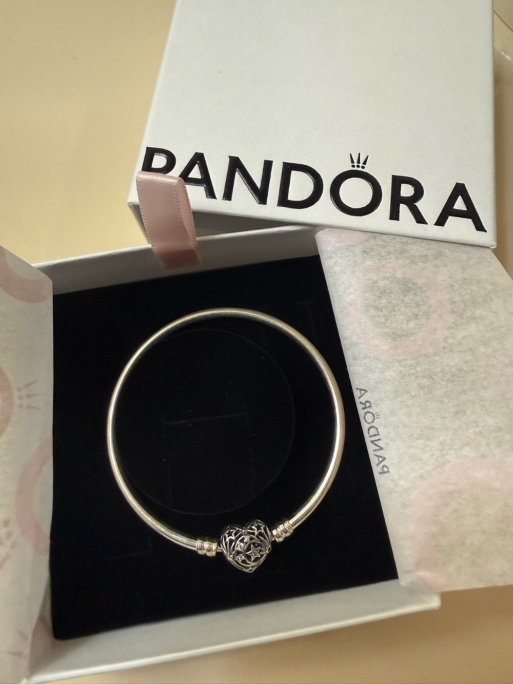 Pandora Celestial Heart Clasp Bangle - Silver - Picture 2 of 3